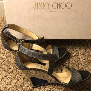 Jimmy Choo Silver Sparkly Heels